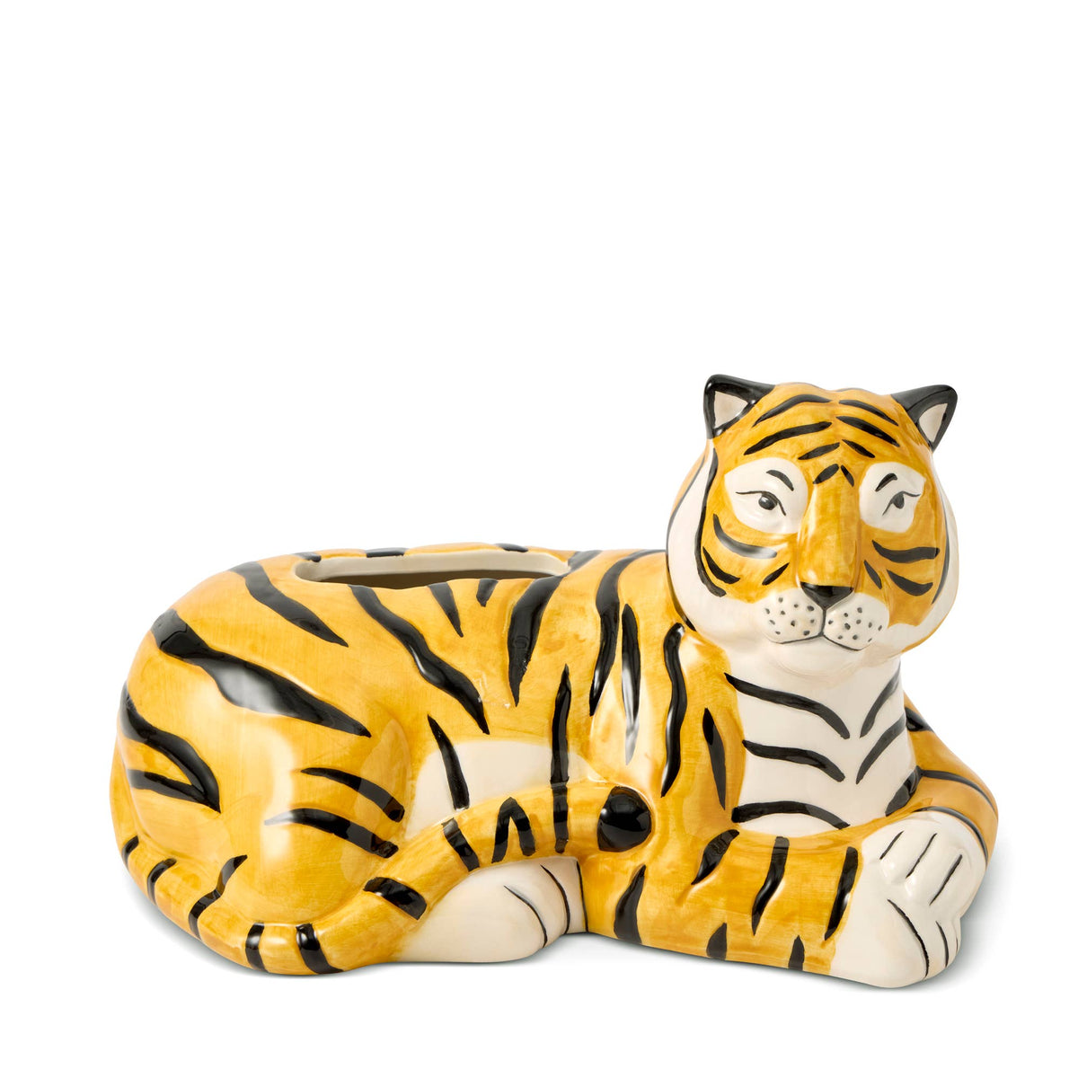 Tiger Tissue Box styled on a shelf with tissues inside