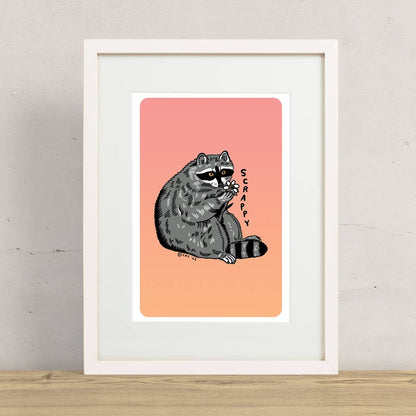 Scrappy Raccoon Print