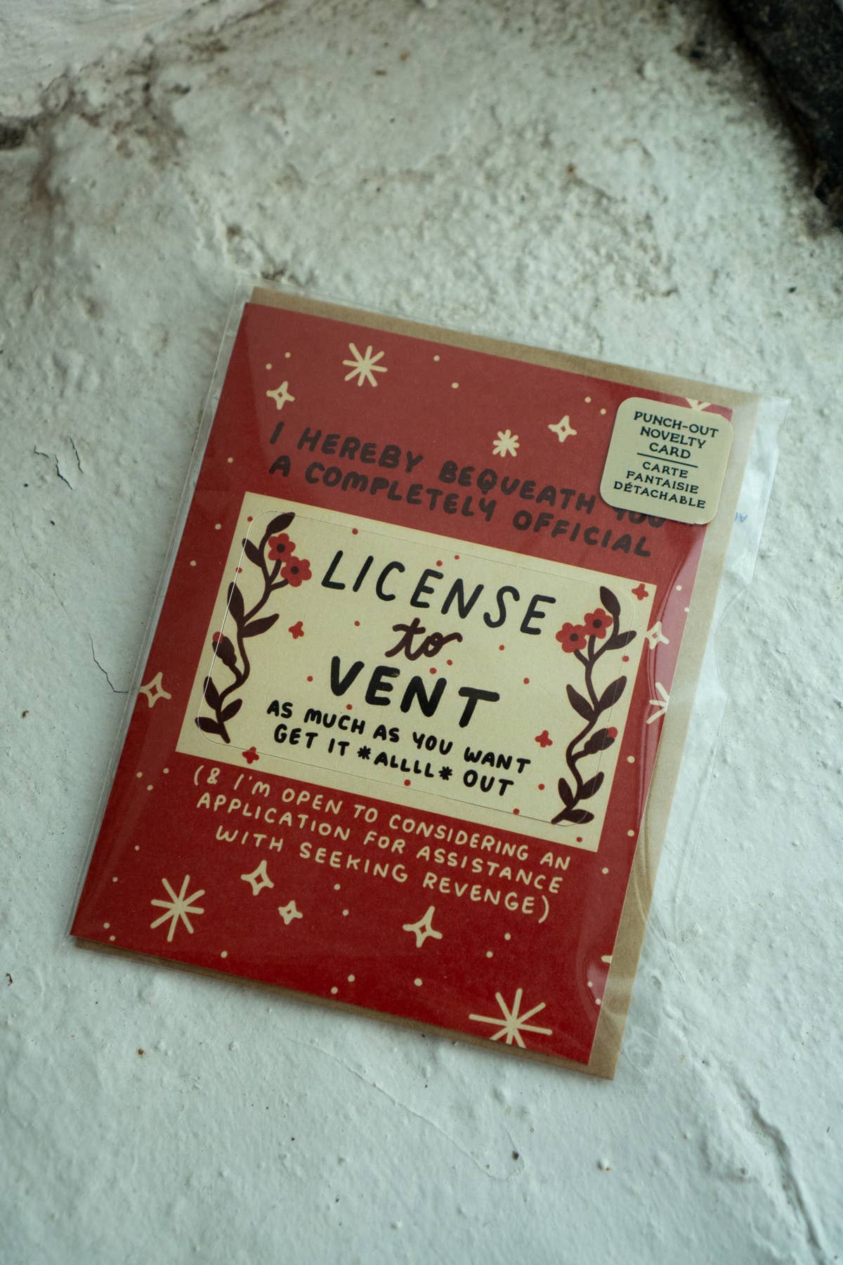 License to Vent card inside, blank
