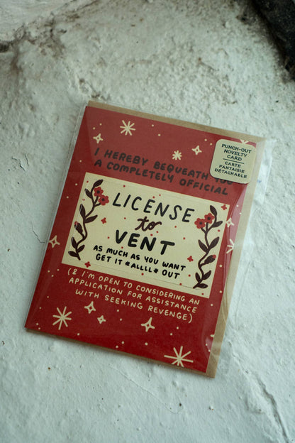 License to Vent card inside, blank