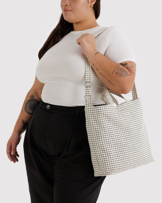 BAGGU Horizontal Zip Duck Bag - Natural Grid