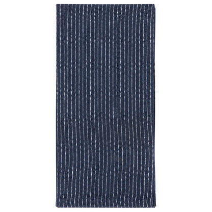 Midnight Pinstripe Linen Napkins Set