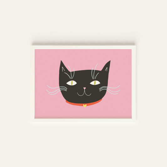 Black Cat Postcard Print