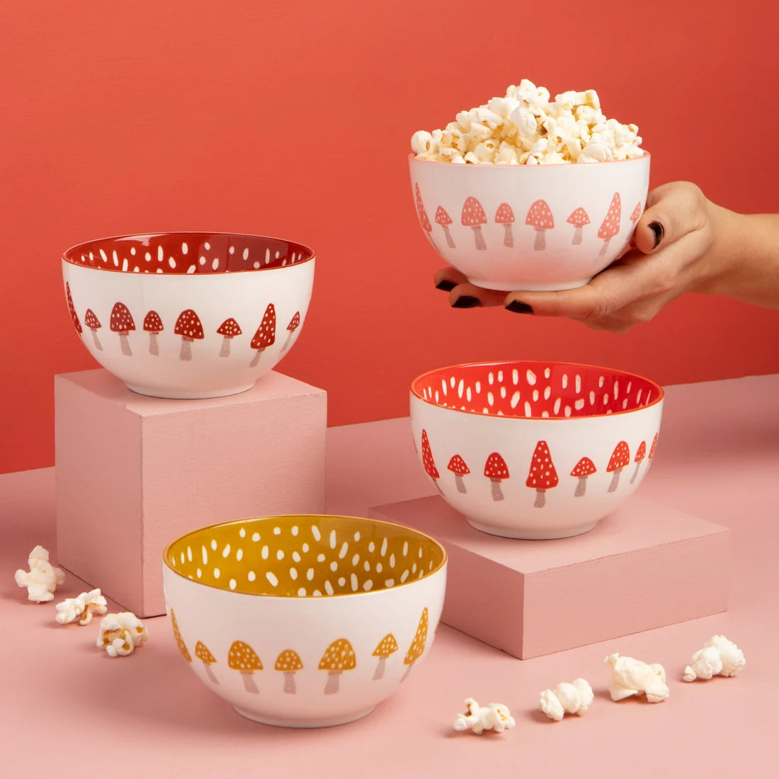 Toadstool porcelain bowl shown from the side, displaying the solid white exterior - PABOOM