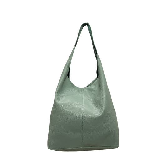 Sage green (unripe) grained leather hobo bag