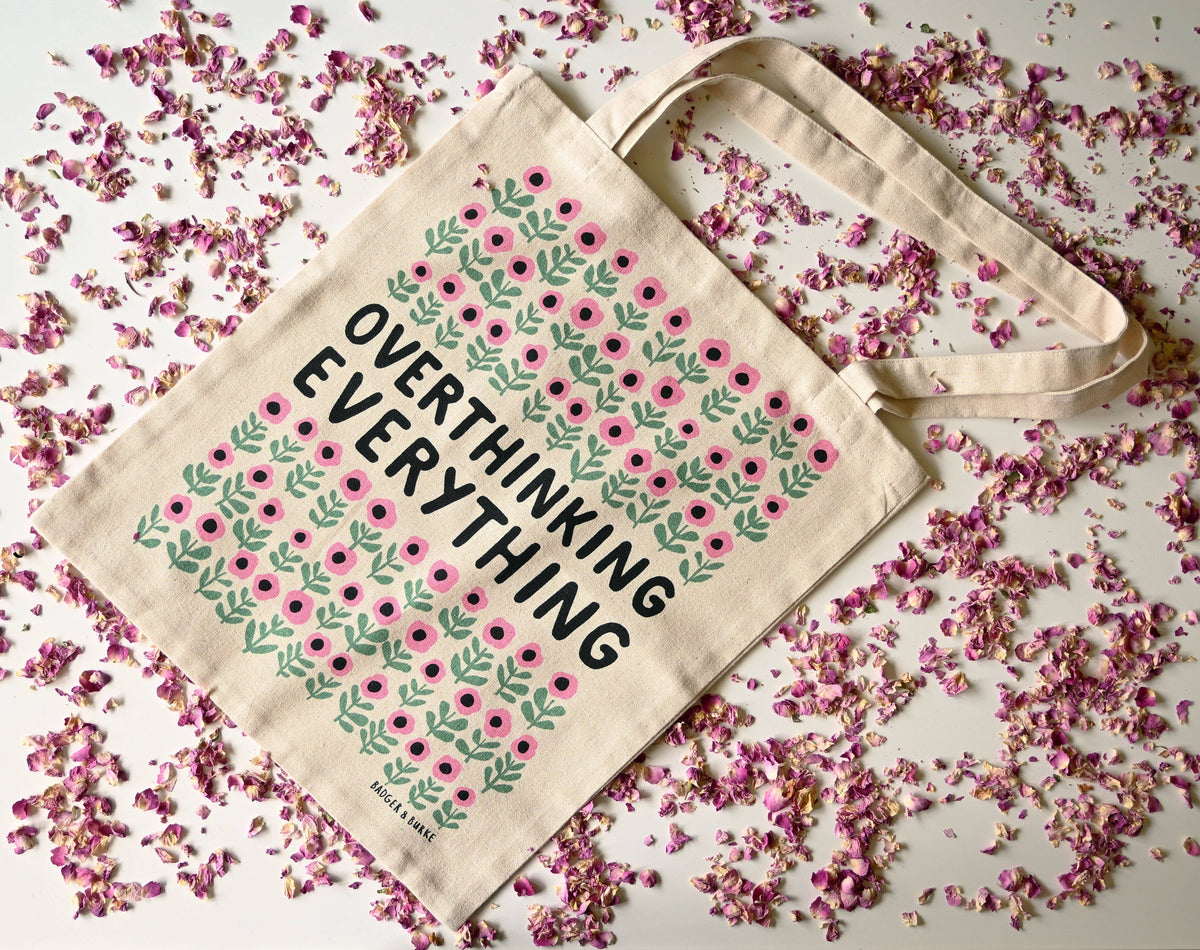 Overthinking Everything cotton tote print detail - PABOOM