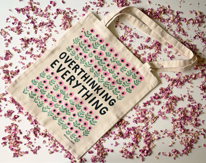Overthinking Everything cotton tote print detail - PABOOM