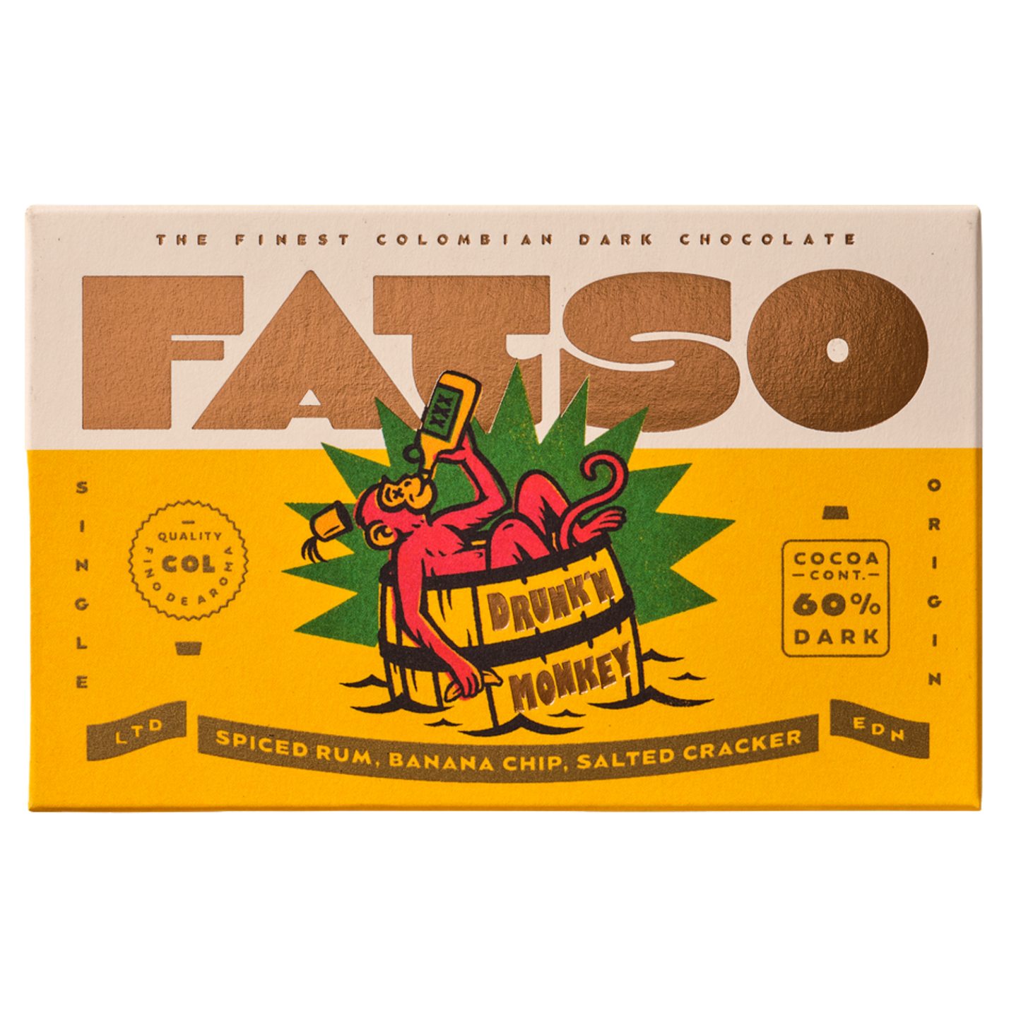Drunk'n Monkey 150g - 60% Dark Chocolate Vegan Chunky Bar