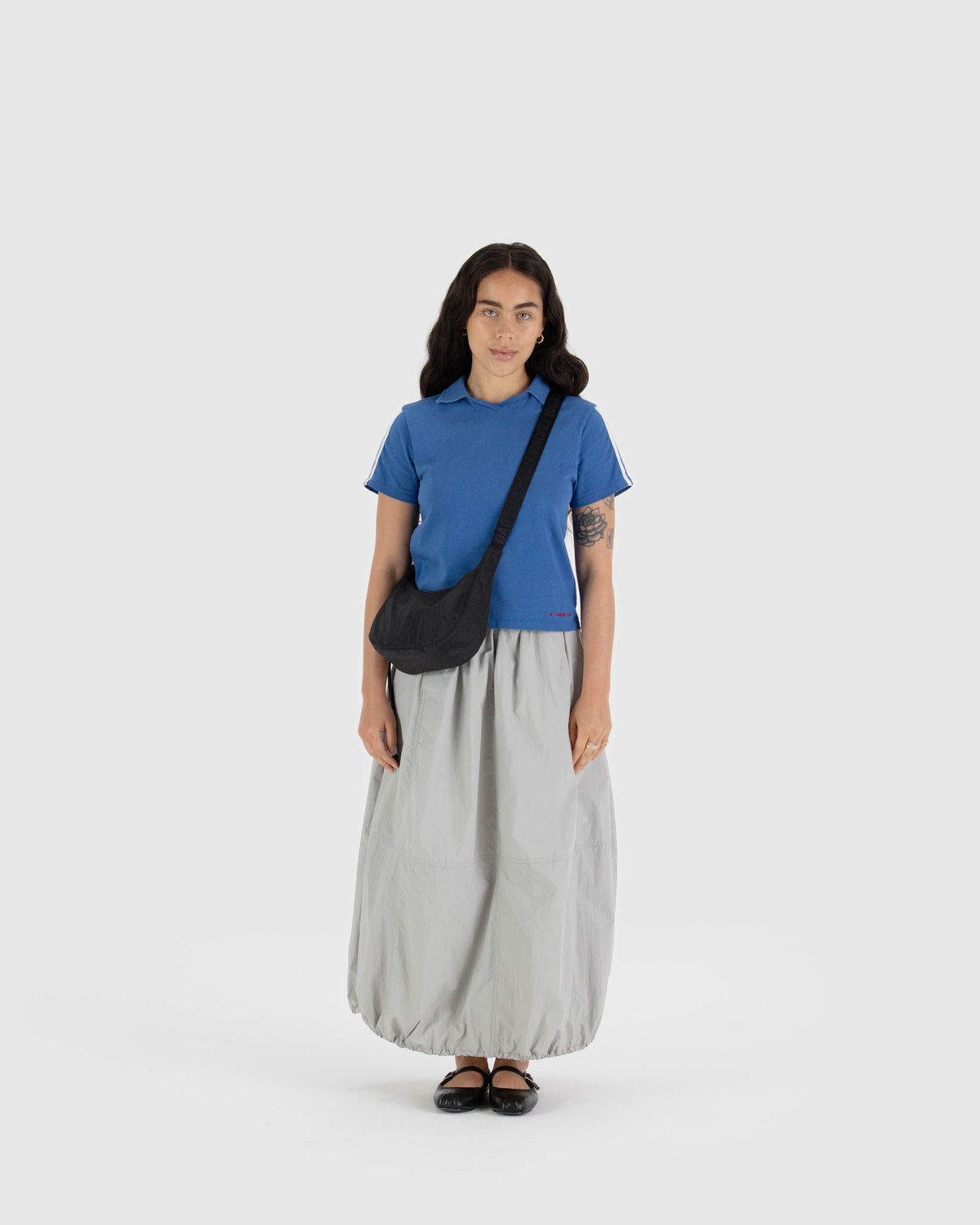 BAGGU Small Nylon Crescent Bag - Black