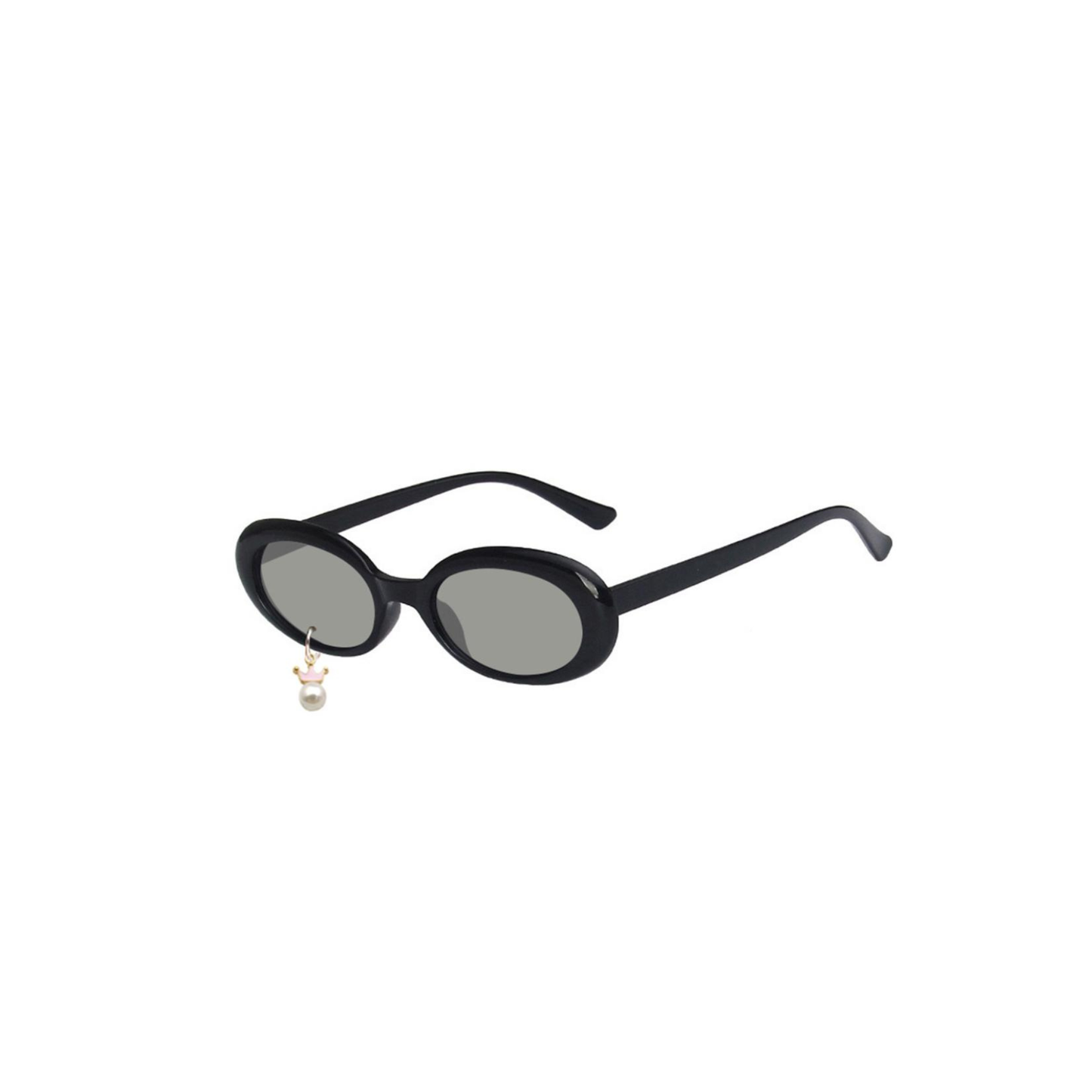 Charm Oval Sunglasses in Blush Pink: Black