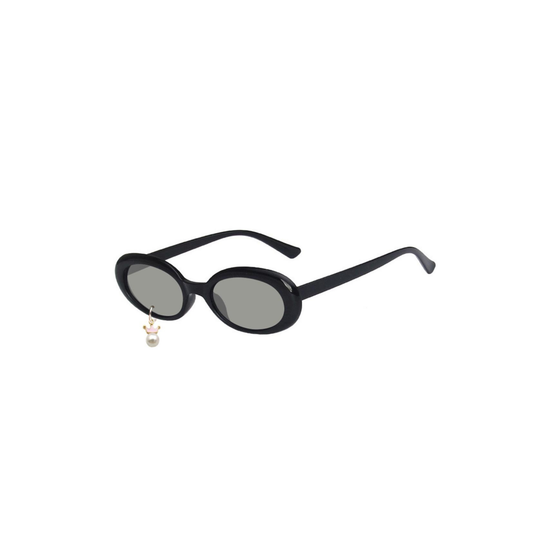 Charm Oval Sunglasses in Blush Pink: Black