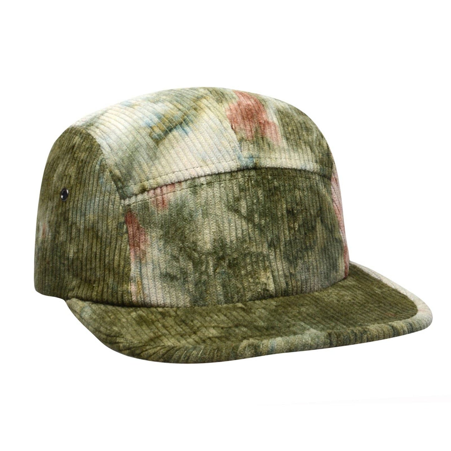 Corduroy Solid & Tie Dye 5 Panel Hat Camp Cap - Green Brown