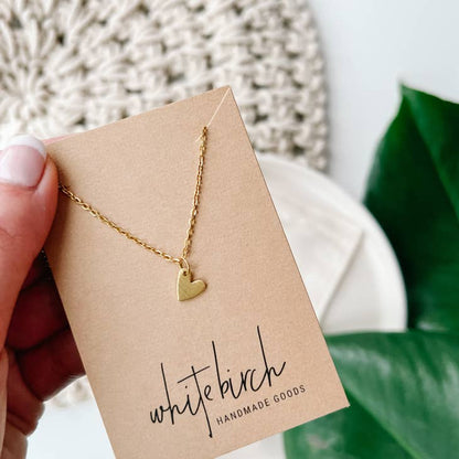 Brushed Brass Heart Necklace