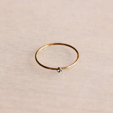 Mini Zirconia Gold Ring, Stainless Sz7