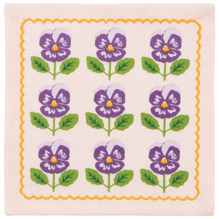 Pansy Printed cocktail napkins styled on a table setting – PABOOM