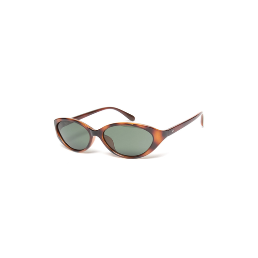 Soft Cat Eye Oval Sunglasses - Tortoise / Green Lens