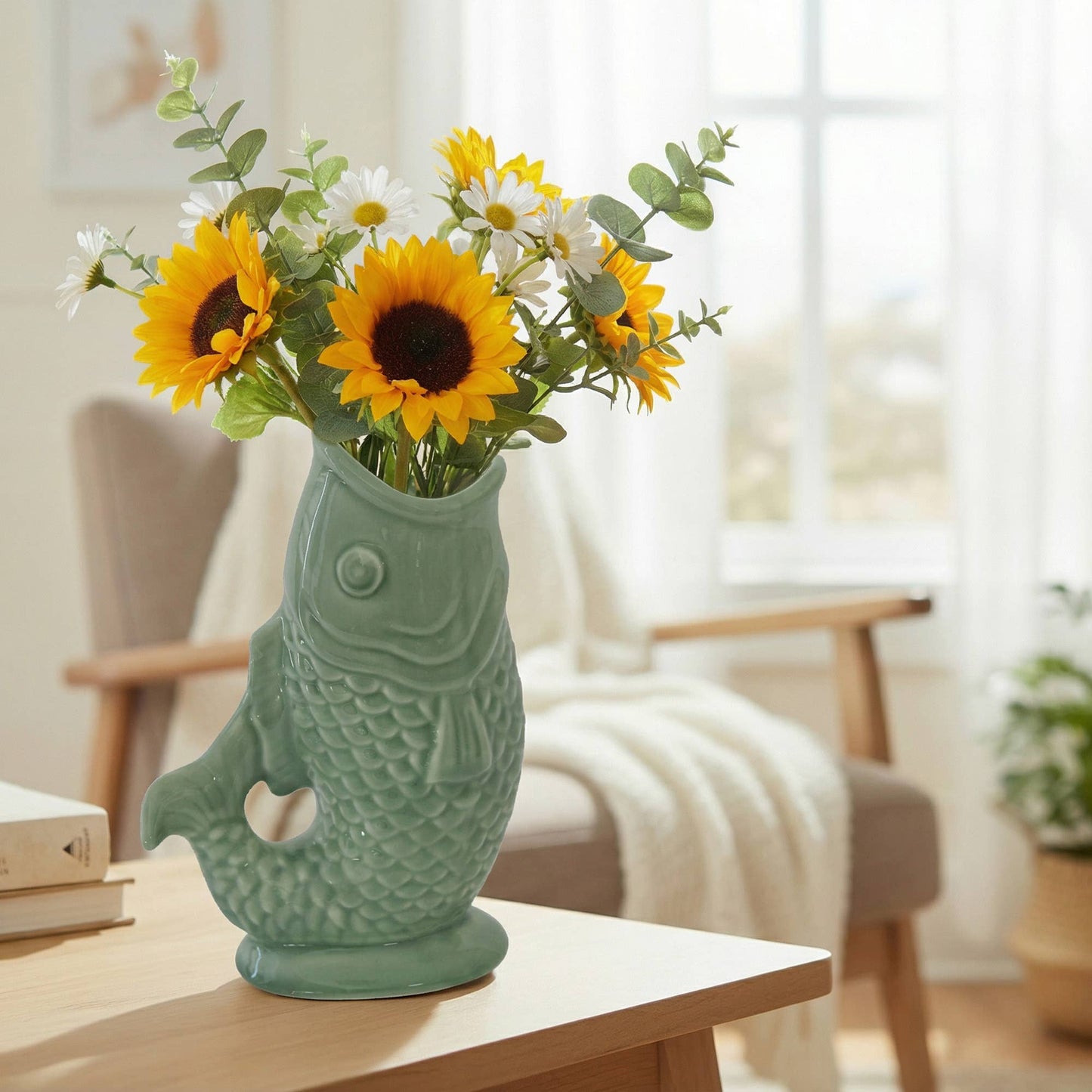 Textured Ceramic Fish Vase