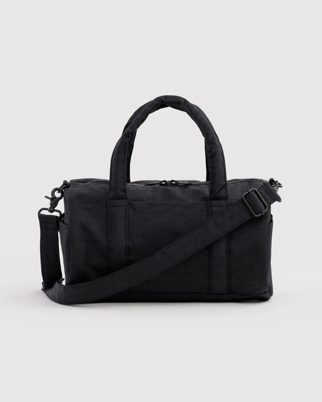 BAGGU Nylon Duffle Bag Black folded flat view - PABOOM