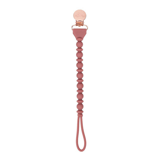 Sweetie Strap™ Silicone One-Piece Pacifier Clips - Rosewood Beaded