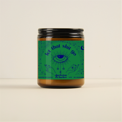Charleston & Harlow Let That Shit Go candle lifestyle shot