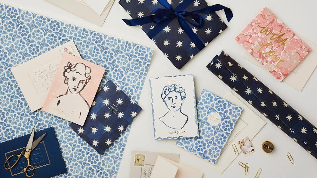 Hello Handsome portrait card paired with its envelope