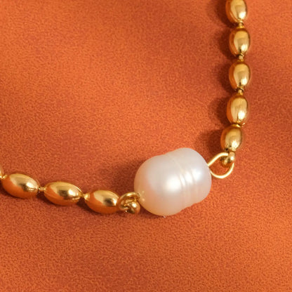 Vigne Gold  Pearl Ball Chain Necklace