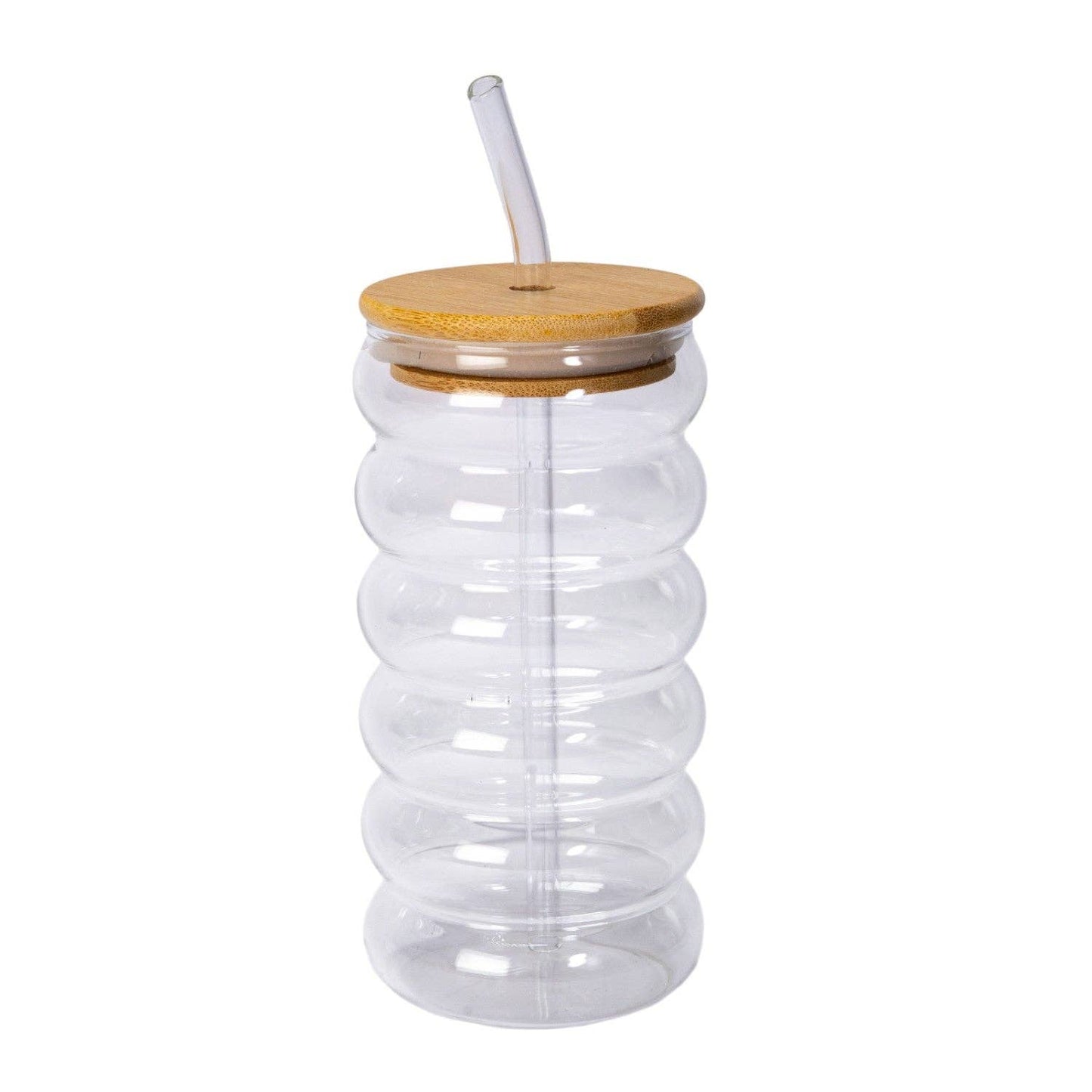 Glass Tea Cup with Lid and Straw