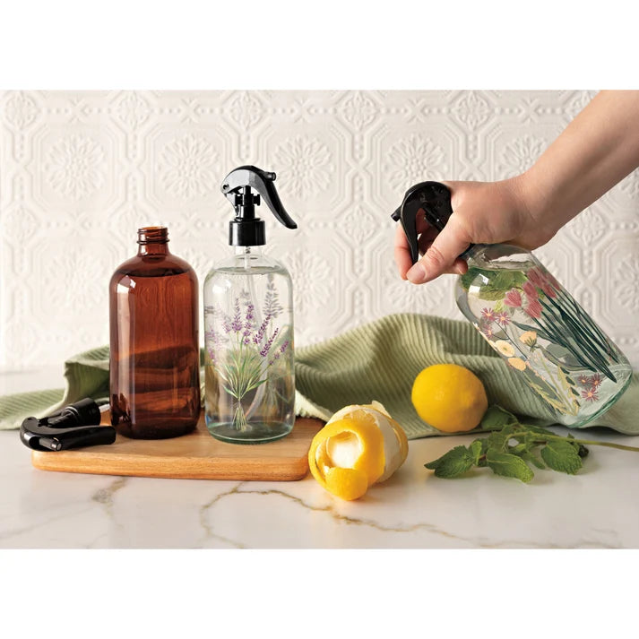 Amber Glass Spray Bottle shown from a side angle to display the glass texture – PABOOM