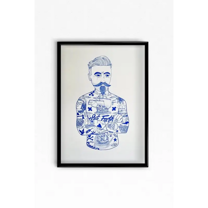Blue Tat Man A3 Print - PABOOM