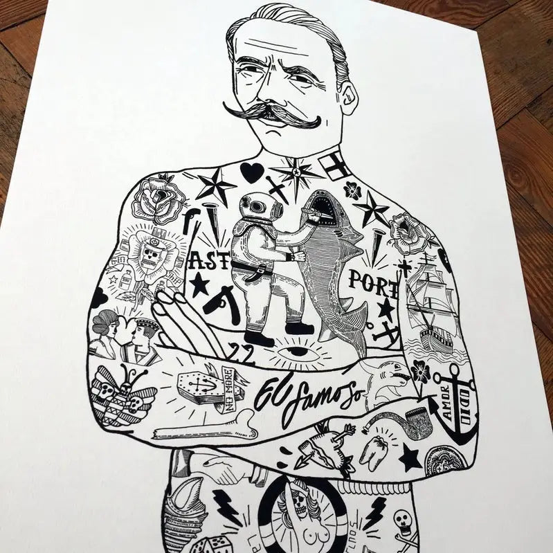 Tattooed Gentleman A3 Print - PABOOM