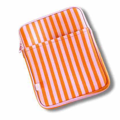 Pink and orange striped tablet sleeve, neoprene case 7x9" – PABOOM
