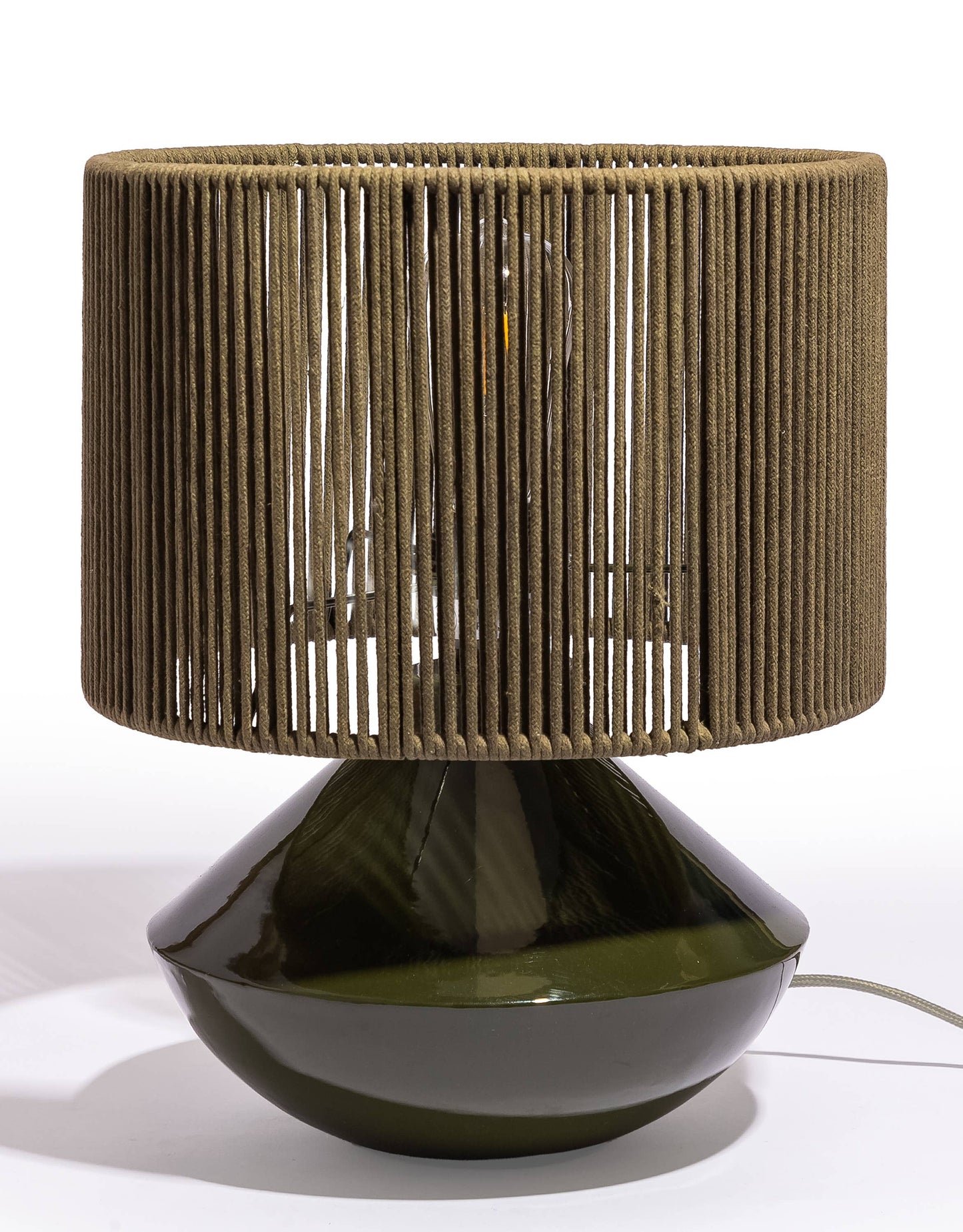 Forest Green Table Lamp With Corded Shade