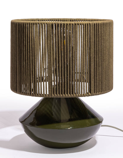 Forest Green Table Lamp With Corded Shade