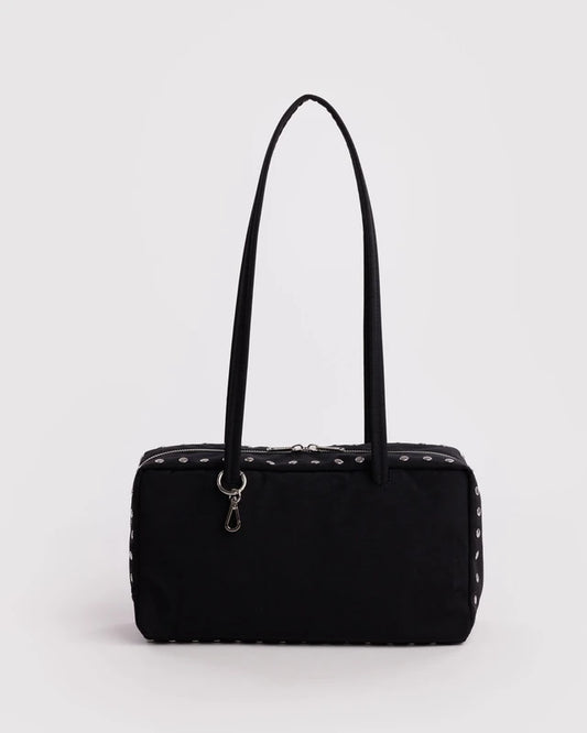 BAGGU Nylon Bowler Bag in studs print with charm loops and spring clip ring - PABOOM