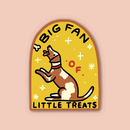 Big Fan of Little Treats Sticker, peeled off backing