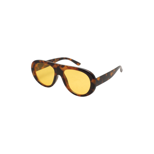Oversized Tortoise Aviator Sunglasses with Yellow Tinted Len: Tort Yellow