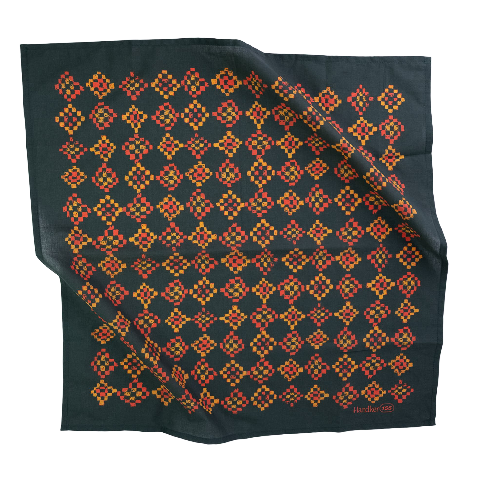 Royce Bandana flat lay showing the full adventure-inspired print