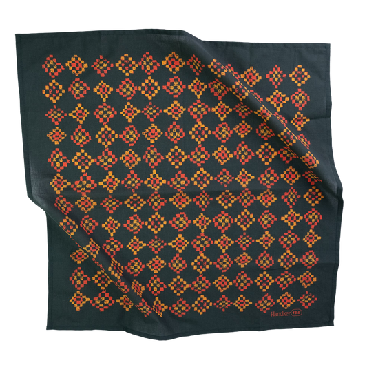Royce Bandana flat lay showing the full adventure-inspired print