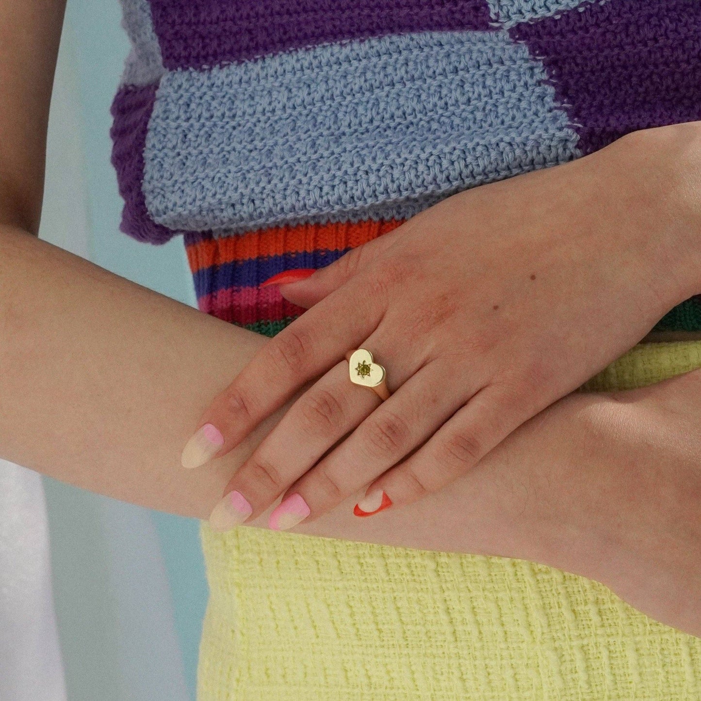 Peridot Heart Signet Ring
