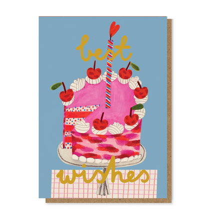 Celebration Cake Gold Foil Greeting Card - Daria Solak Illustrations