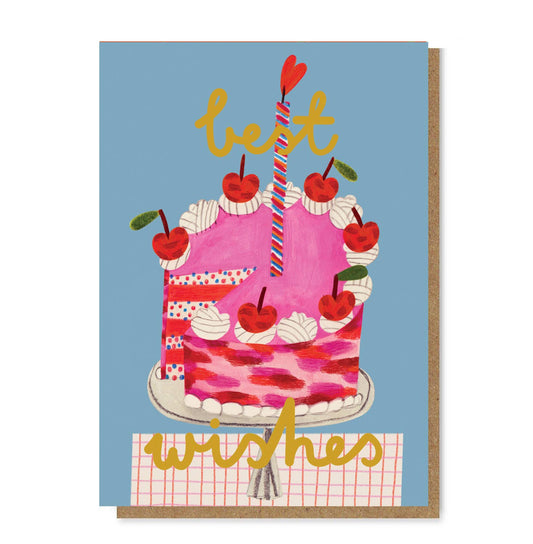 Celebration Cake Gold Foil Greeting Card - Daria Solak Illustrations