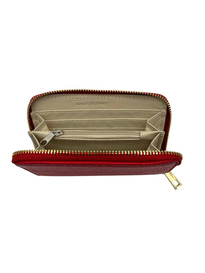 Grained leather zip-around wallet, interior card slots