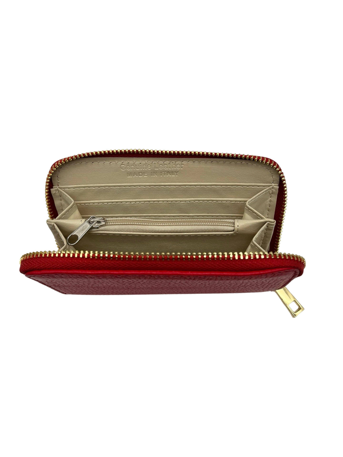 Grained leather zip-around wallet, interior card slots