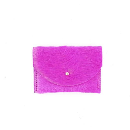 Fuchsia Hair on Hide Cardholder