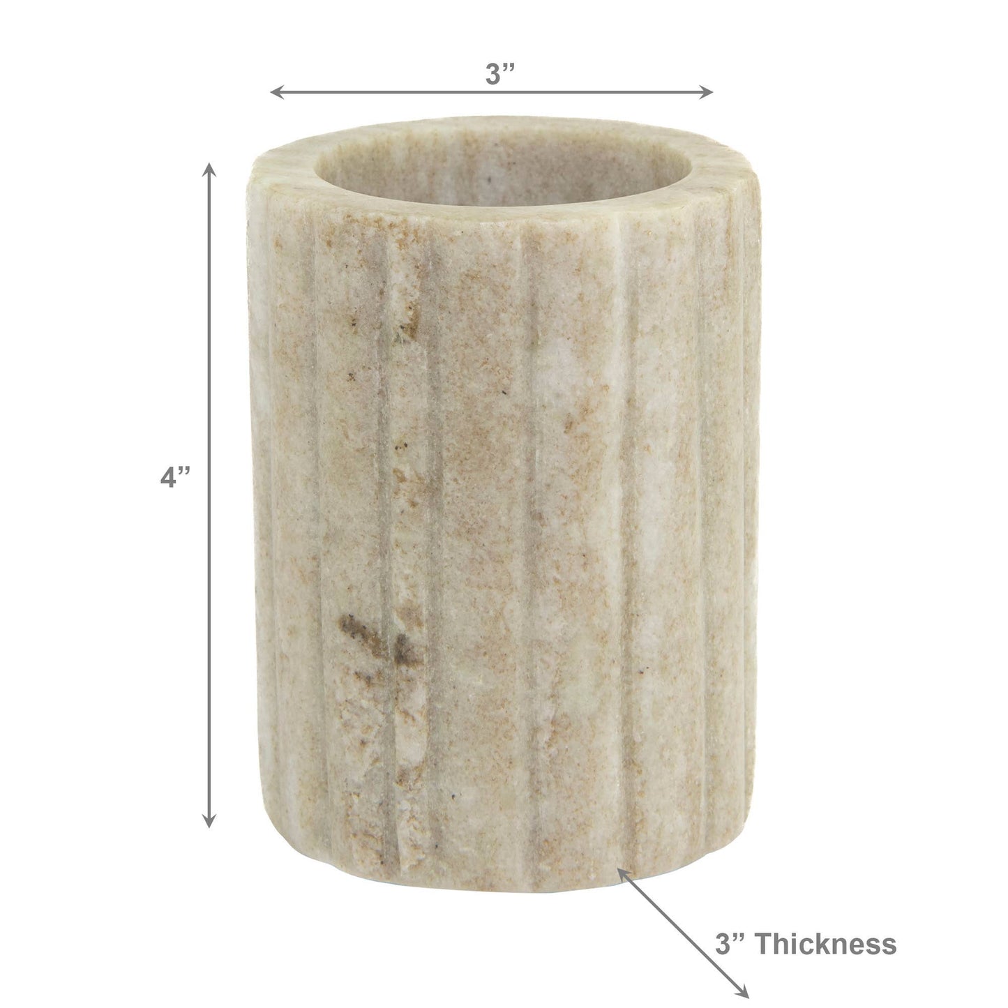 Elise Beige Marble Tumblers Ribbed Edge
