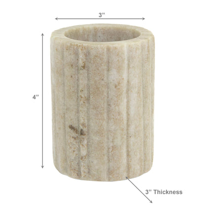 Elise Beige Marble Tumblers Ribbed Edge