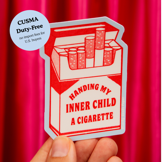 Inner Child Cigarette matte vinyl sticker - close-up detail - PABOOM