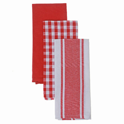 Plaid Kitchen Towel Set - Red