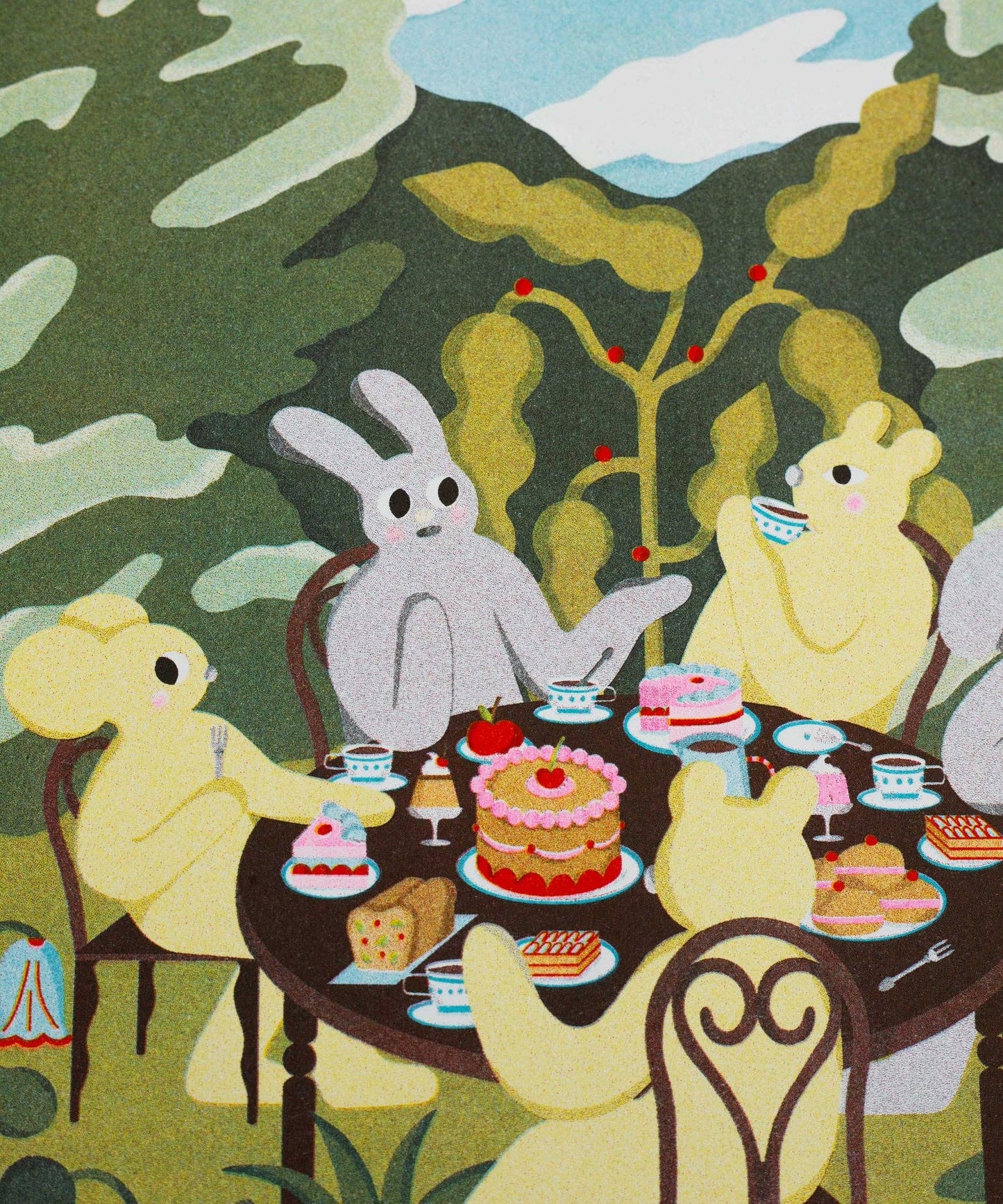 Afternoon Snack in the Garden - Magda Chmielowska A3 Poster