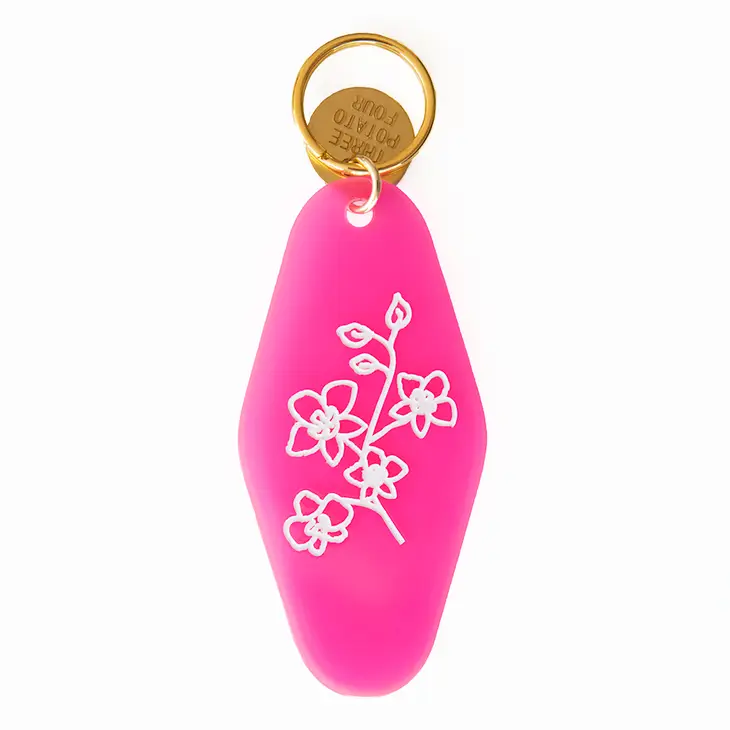 Floral Press Key Tag - Orchid